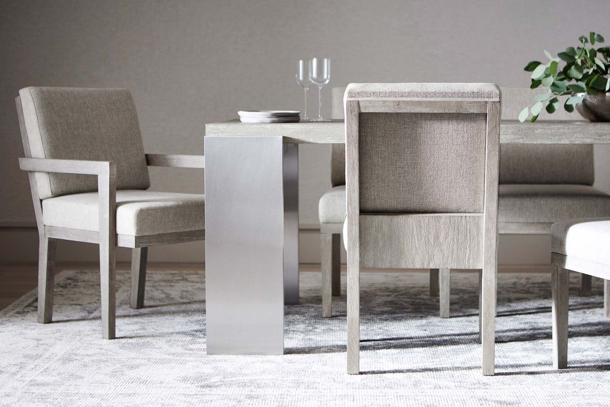 Dining Table Set in grey wood and upholstery by Bernhardt Furniture